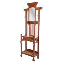 Shapland and Petter – Arts and Crafts Oak Hallstand with Mirror, Umbrella Stand - Thumbnail 3