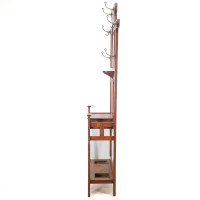 Shapland and Petter – Arts and Crafts Oak Hallstand with Mirror, Umbrella Stand - Thumbnail 4