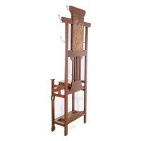 Shapland and Petter – Arts and Crafts Oak Hallstand with Mirror, Umbrella Stand - Thumbnail 5