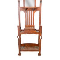 Shapland and Petter – Arts and Crafts Oak Hallstand with Mirror, Umbrella Stand - Thumbnail 11