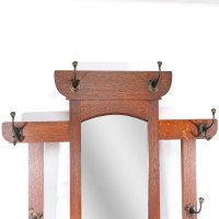 Shapland and Petter – Arts and Crafts Oak Hallstand with Mirror, Umbrella Stand - Thumbnail 12