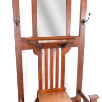 Shapland and Petter – Arts and Crafts Oak Hallstand with Mirror, Umbrella Stand - Thumbnail 14