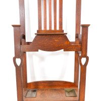 Shapland and Petter – Arts and Crafts Oak Hallstand with Mirror, Umbrella Stand - Thumbnail 18