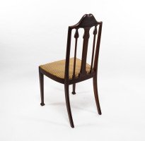 Liberty & Co., Arts & Crafts Mahogany Side Chair with Fruitwood Floral Inlaid Decor - Thumbnail 5
