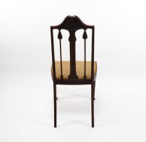 Liberty & Co., Arts & Crafts Mahogany Side Chair with Fruitwood Floral Inlaid Decor - Thumbnail 6