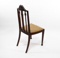 Liberty & Co., Arts & Crafts Mahogany Side Chair with Fruitwood Floral Inlaid Decor - Thumbnail 7