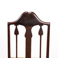 Liberty & Co., Arts & Crafts Mahogany Side Chair with Fruitwood Floral Inlaid Decor - Thumbnail 15