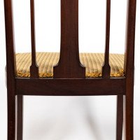 Liberty & Co., Arts & Crafts Mahogany Side Chair with Fruitwood Floral Inlaid Decor - Thumbnail 16