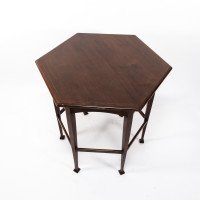 Liberty & Co., attributed. An Aesthetic Movement Hexagonal Side Table with Herringbone Inlay - Thumbnail 7