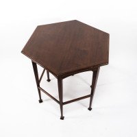 Liberty & Co., attributed. An Aesthetic Movement Hexagonal Side Table with Herringbone Inlay - Thumbnail 8