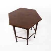 Liberty & Co., attributed. An Aesthetic Movement Hexagonal Side Table with Herringbone Inlay - Thumbnail 9