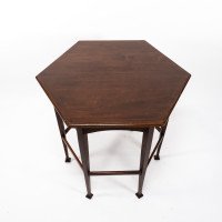 Liberty & Co., attributed. An Aesthetic Movement Hexagonal Side Table with Herringbone Inlay - Thumbnail 11