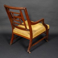 E. W. Godwin, attributed. An Anglo-Japanese Aesthetic Movement Ebonized Armchair with a Lattice Style Back - Thumbnail 7