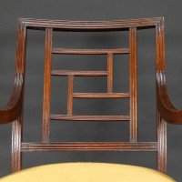 E. W. Godwin, attributed. An Anglo-Japanese Aesthetic Movement Ebonized Armchair with a Lattice Style Back - Thumbnail 11