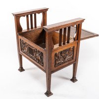 A. W. Simpson, attributed. Arts & Crafts Oak Piano Stool with Carved Floral Decoration - Thumbnail 9