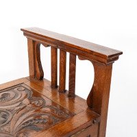 A. W. Simpson, attributed. Arts & Crafts Oak Piano Stool with Carved Floral Decoration - Thumbnail 15