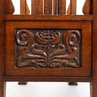 A. W. Simpson, attributed. Arts & Crafts Oak Piano Stool with Carved Floral Decoration - Thumbnail 18