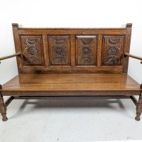 George Faulkner Armitage (1849-1937), a Carved Oak Settle with Carved Half Sunflowers - Thumbnail 2