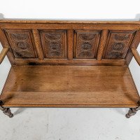 George Faulkner Armitage (1849-1937), a Carved Oak Settle with Carved Half Sunflowers - Thumbnail 3