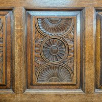 George Faulkner Armitage (1849-1937), a Carved Oak Settle with Carved Half Sunflowers - Thumbnail 4