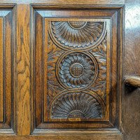 George Faulkner Armitage (1849-1937), a Carved Oak Settle with Carved Half Sunflowers - Thumbnail 5