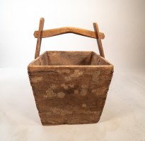Chinese Antique Wooden Handled Bucket Originally Used to Carry & Measure Rice - Thumbnail 2
