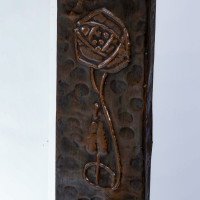 Liberty & Co – Arts & Crafts copper mirror with Ruskin jewel - Thumbnail 2