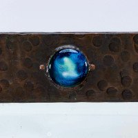 Liberty & Co – Arts & Crafts copper mirror with Ruskin jewel - Thumbnail 4