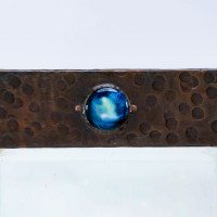 Liberty & Co – Arts & Crafts copper mirror with Ruskin jewel - Thumbnail 5