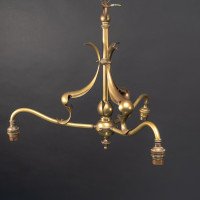 Arts and Crafts – Pair of Brass Three-Branch Ceiling Lights, c.1900 - Thumbnail 5