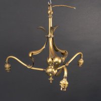 Arts and Crafts – Pair of Brass Three-Branch Ceiling Lights, c.1900 - Thumbnail 6