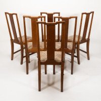 Morris & Co., Designed in the Offices of Richard Norman Shaw, Possibly by W. Lethaby. Six Arts and Crafts Oak Dining Chairs - Thumbnail 6