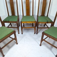 Morris & Co., Designed in the Offices of Richard Norman Shaw, Possibly by W. Lethaby. Five Arts and Crafts Oak Dining Chairs - Thumbnail 4