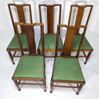 Morris & Co., Designed in the Offices of Richard Norman Shaw, Possibly by W. Lethaby. Five Arts and Crafts Oak Dining Chairs - Thumbnail 14