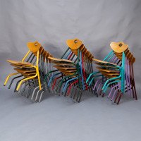 A Set of 35 Multi-coloured Stacking Tubular & Plywood Chairs Made by NF Mobilier of France - Thumbnail 2