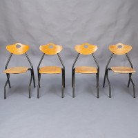 A Set of 35 Multi-coloured Stacking Tubular & Plywood Chairs Made by NF Mobilier of France - Thumbnail 4