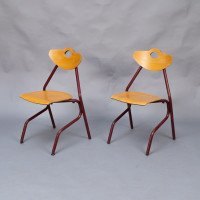 A Set of 35 Multi-coloured Stacking Tubular & Plywood Chairs Made by NF Mobilier of France - Thumbnail 8