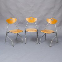 A Set of 35 Multi-coloured Stacking Tubular & Plywood Chairs Made by NF Mobilier of France - Thumbnail 11