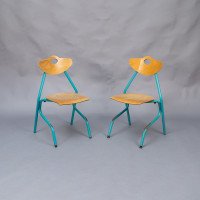 A Set of 35 Multi-coloured Stacking Tubular & Plywood Chairs Made by NF Mobilier of France - Thumbnail 12