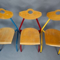 A Set of 35 Multi-coloured Stacking Tubular & Plywood Chairs Made by NF Mobilier of France - Thumbnail 23