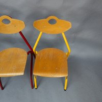 A Set of 35 Multi-coloured Stacking Tubular & Plywood Chairs Made by NF Mobilier of France - Thumbnail 24