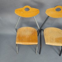A Set of 35 Multi-coloured Stacking Tubular & Plywood Chairs Made by NF Mobilier of France - Thumbnail 25