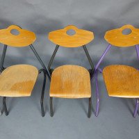 A Set of 35 Multi-coloured Stacking Tubular & Plywood Chairs Made by NF Mobilier of France - Thumbnail 27