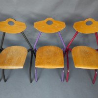 A Set of 35 Multi-coloured Stacking Tubular & Plywood Chairs Made by NF Mobilier of France - Thumbnail 28