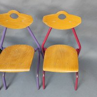 A Set of 35 Multi-coloured Stacking Tubular & Plywood Chairs Made by NF Mobilier of France - Thumbnail 29