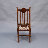 Set of Six English Arts & Crafts Oak Dining Chairs with Carved Floral Roundels - Thumbnail 21