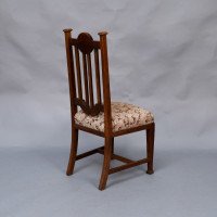 Set of Six English Arts & Crafts Oak Dining Chairs with Carved Floral Roundels - Thumbnail 22