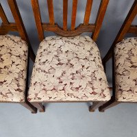 Set of Six English Arts & Crafts Oak Dining Chairs with Carved Floral Roundels - Thumbnail 28