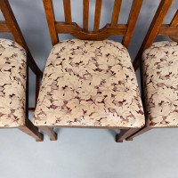 Set of Six English Arts & Crafts Oak Dining Chairs with Carved Floral Roundels - Thumbnail 29