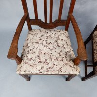 Set of Six English Arts & Crafts Oak Dining Chairs with Carved Floral Roundels - Thumbnail 30